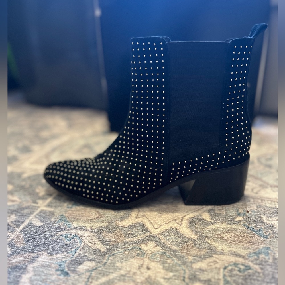 Alice + Olivia Allistair Gold Studded Suede Chelsea Boots - SIZE 40 / US 10